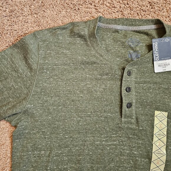 NWT St Johns Bay Henley Shirt Men L Olive Green Long Sleeve Buttons Casual - Picture 7 of 13